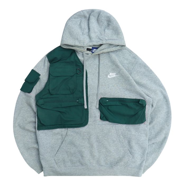 Nike Reworked Tactical Nike Hoodie Light Grey/Dark Green | Grailed