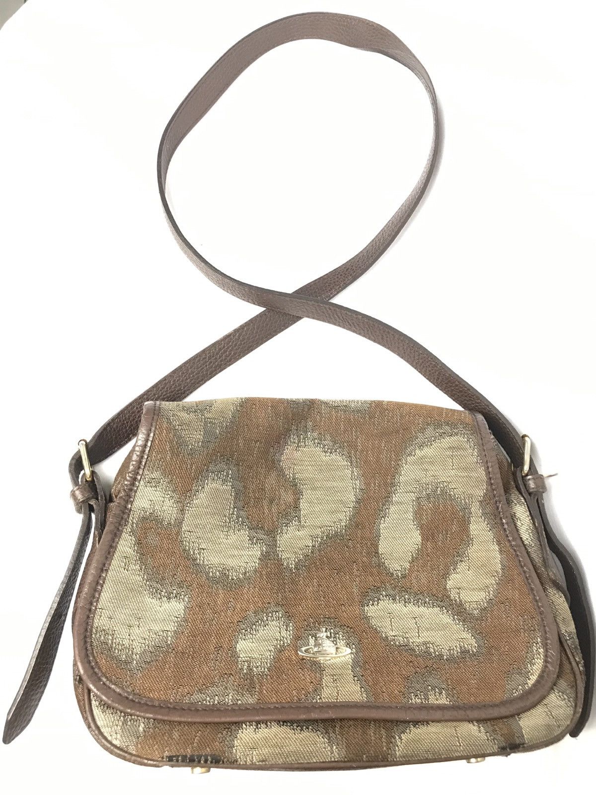 image of Vivienne Westwood Leopard Crossbody Sling Bag in Brown, Men's