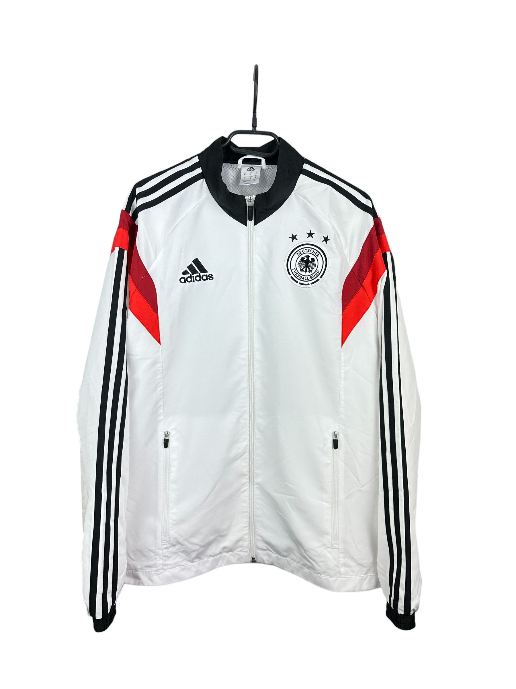 Adidas Germany Football Soccer Jacket Track Top Zip White Y2K