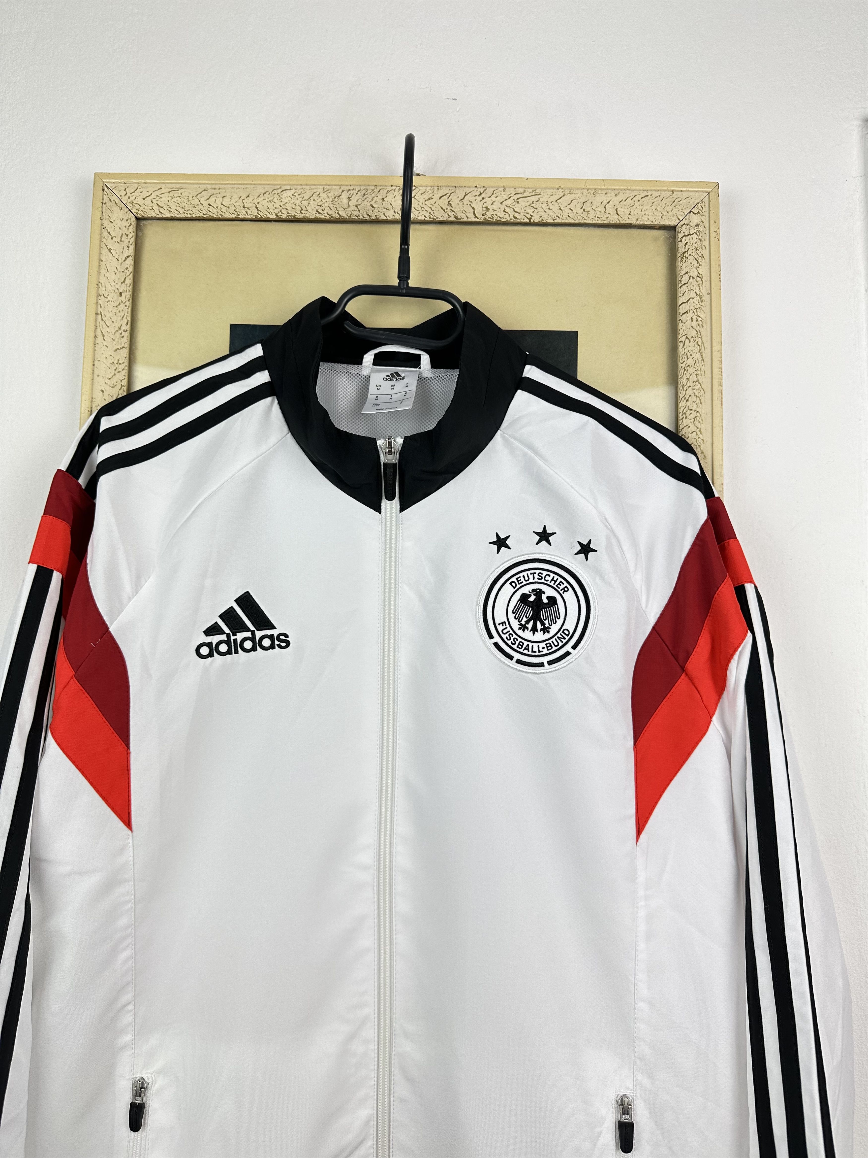 Adidas Germany Football Soccer Jacket Track Top Zip White Y2K