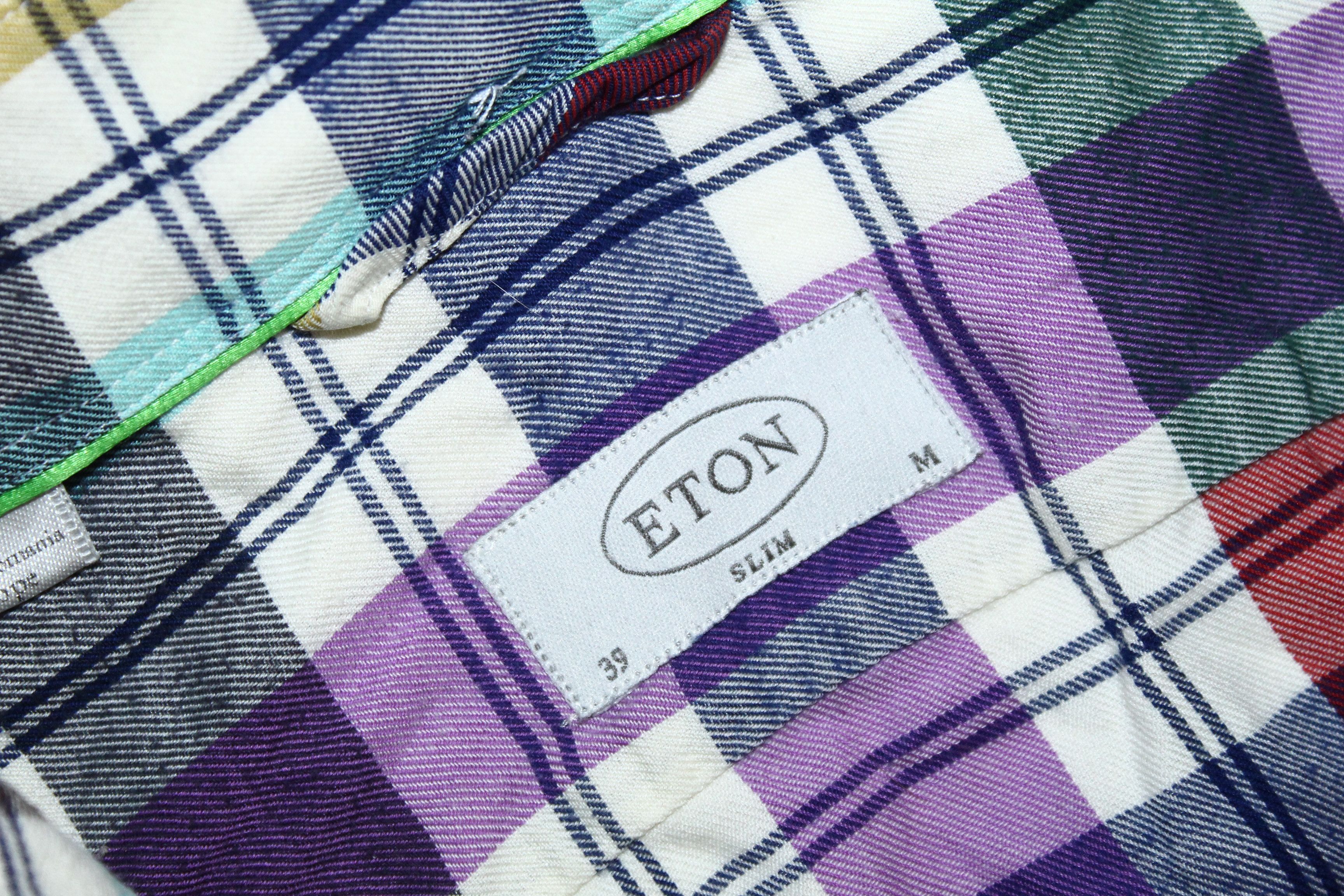 Eton Eton of Sweden Casual Plaid Flannel Slim Fit Shirt Size US M / EU 48-50 / 2 - 5 Thumbnail