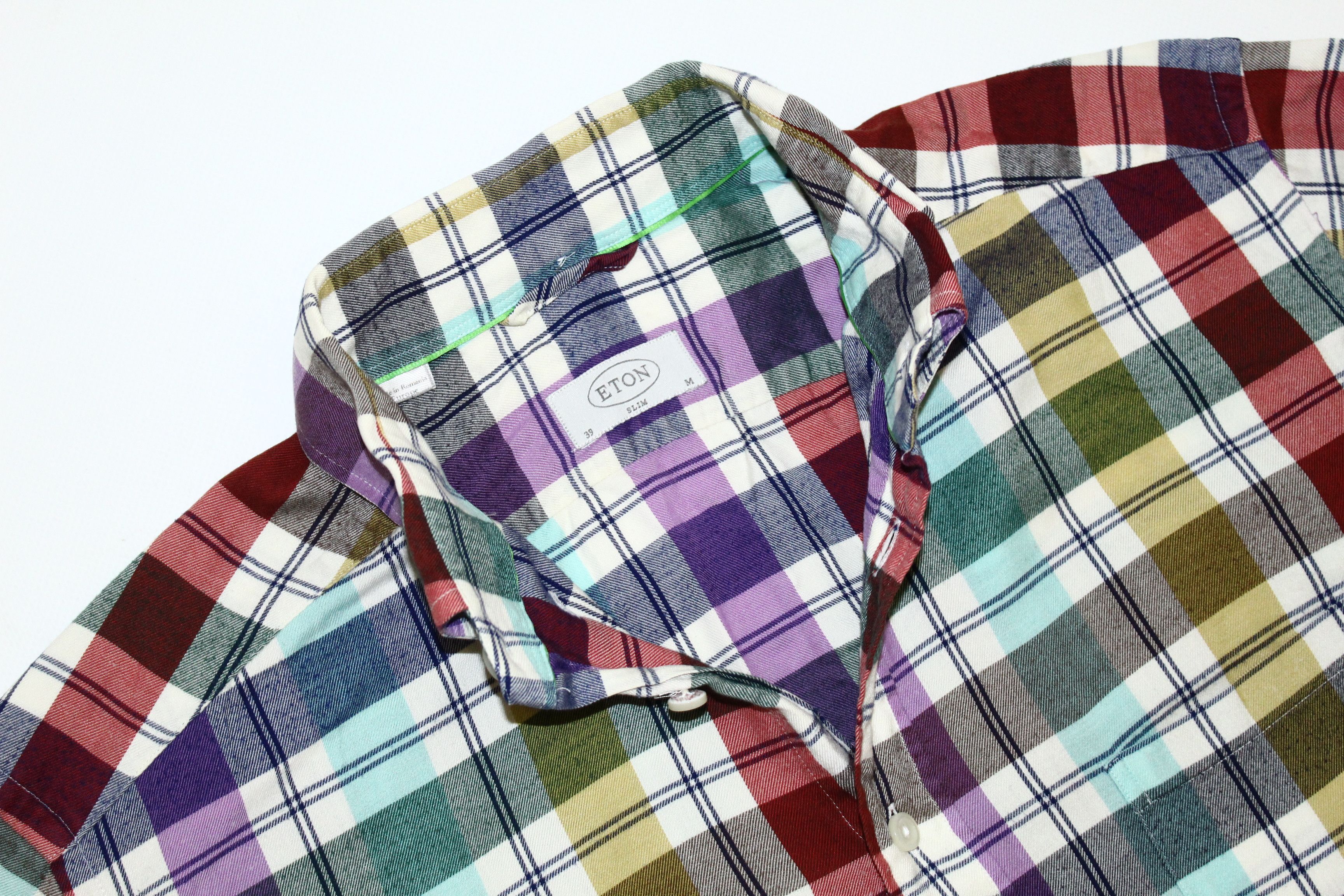Eton Eton of Sweden Casual Plaid Flannel Slim Fit Shirt Size US M / EU 48-50 / 2 - 4 Thumbnail