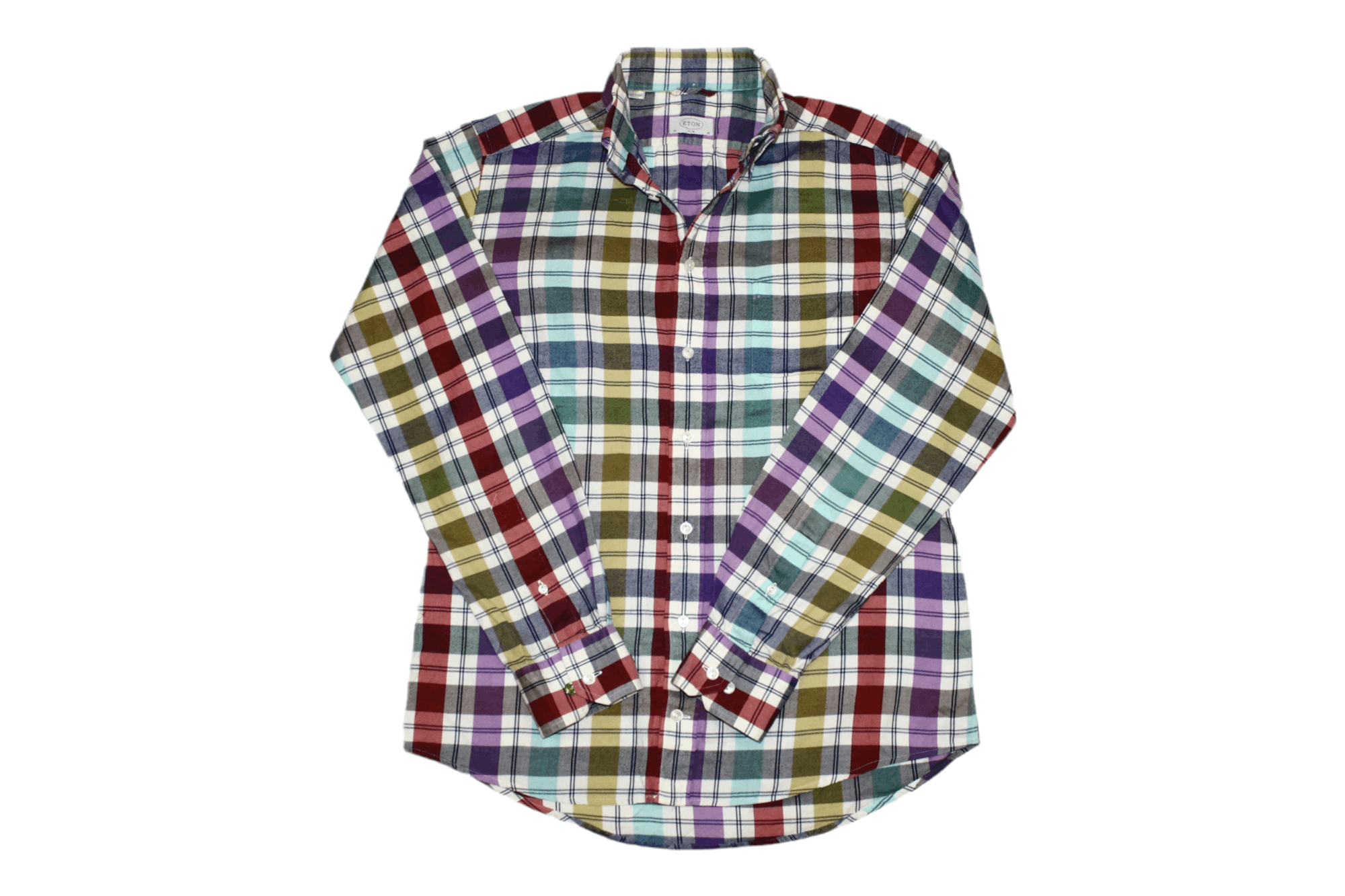 image of Eton Of Sweden Casual Plaid Flannel Slim Fit Shirt in Mix, Men's (Size Medium)