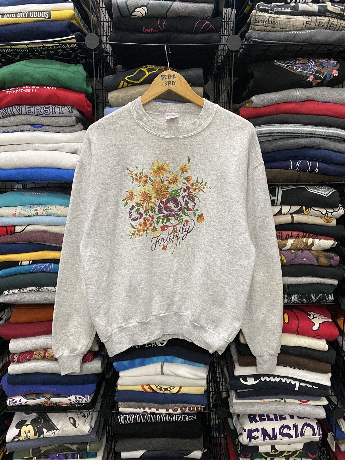 Jerzees × Vintage VINTAGE FRIENDLY SWEATSHIRT FLOWERS PRINTED Size US M / EU 48-50 / 2 - 1 Thumbnail