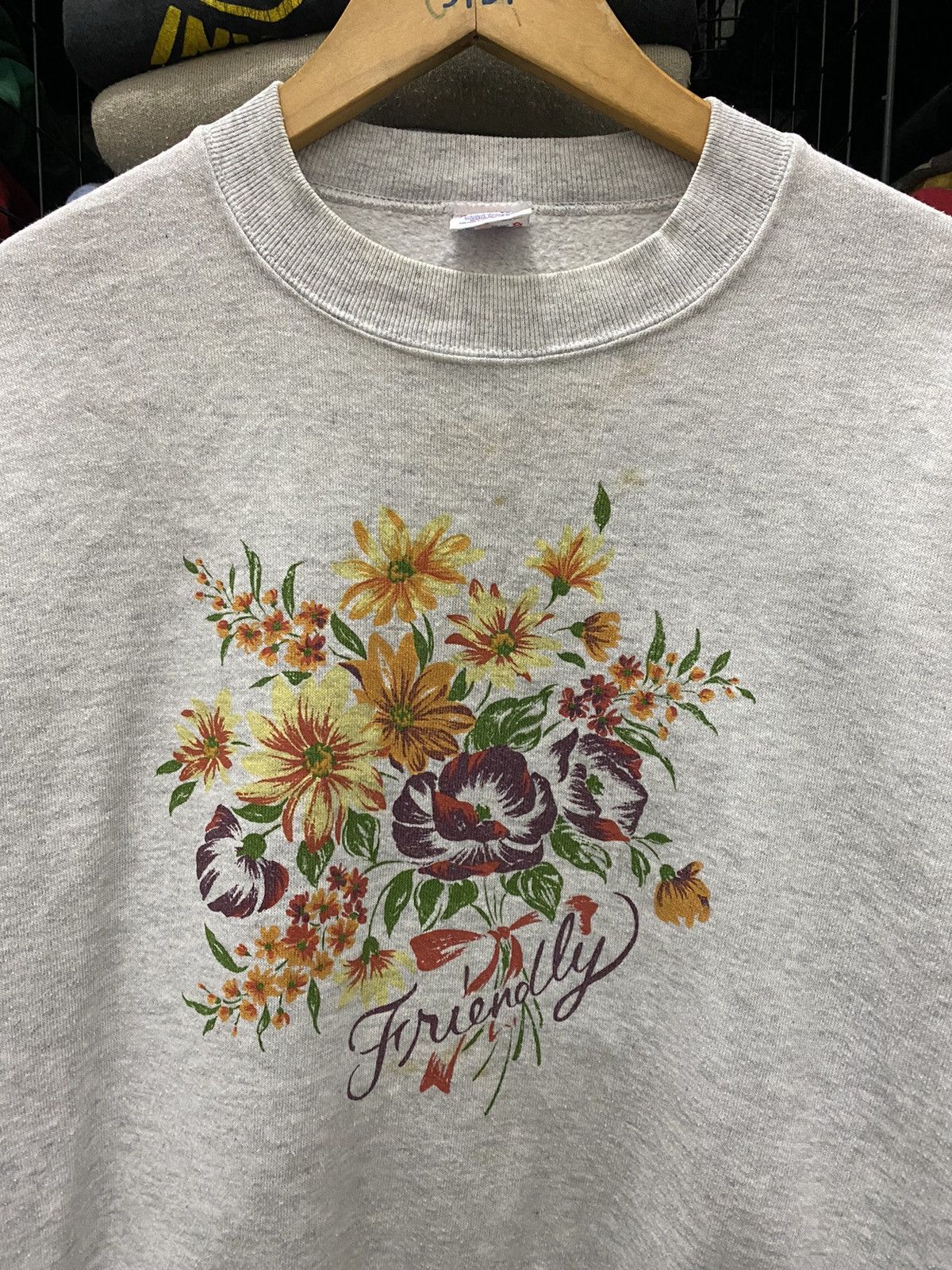 Jerzees × Vintage VINTAGE FRIENDLY SWEATSHIRT FLOWERS PRINTED Size US M / EU 48-50 / 2 - 3 Thumbnail