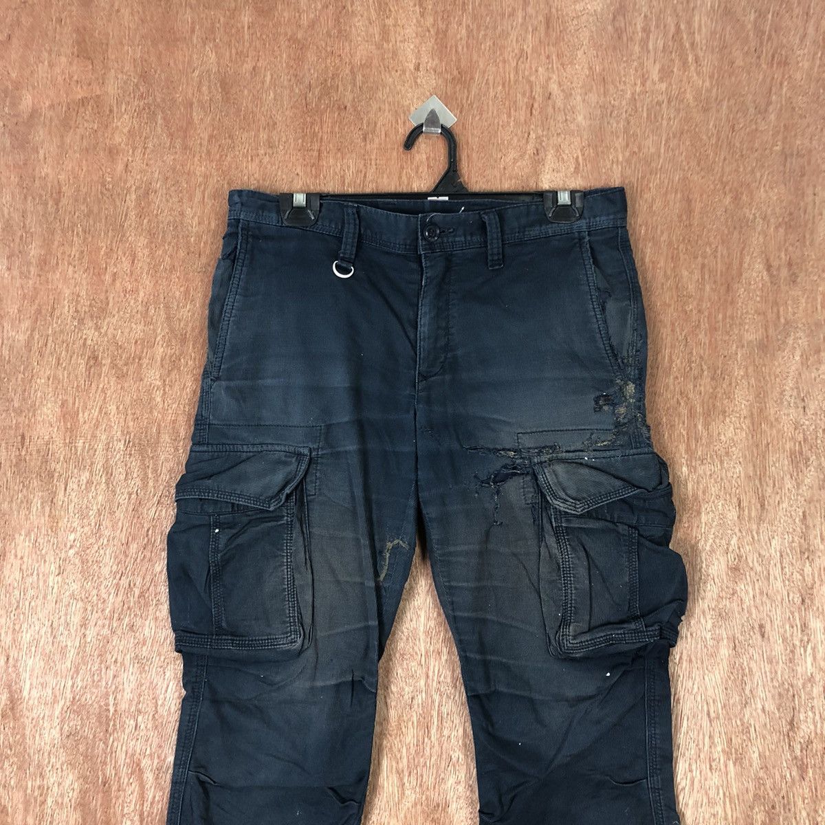 Japanese Brand DLL Japan Blue distressed Multipocket Cargo pants #c1117 Size US 30 / EU 46 - 2 Thumbnail