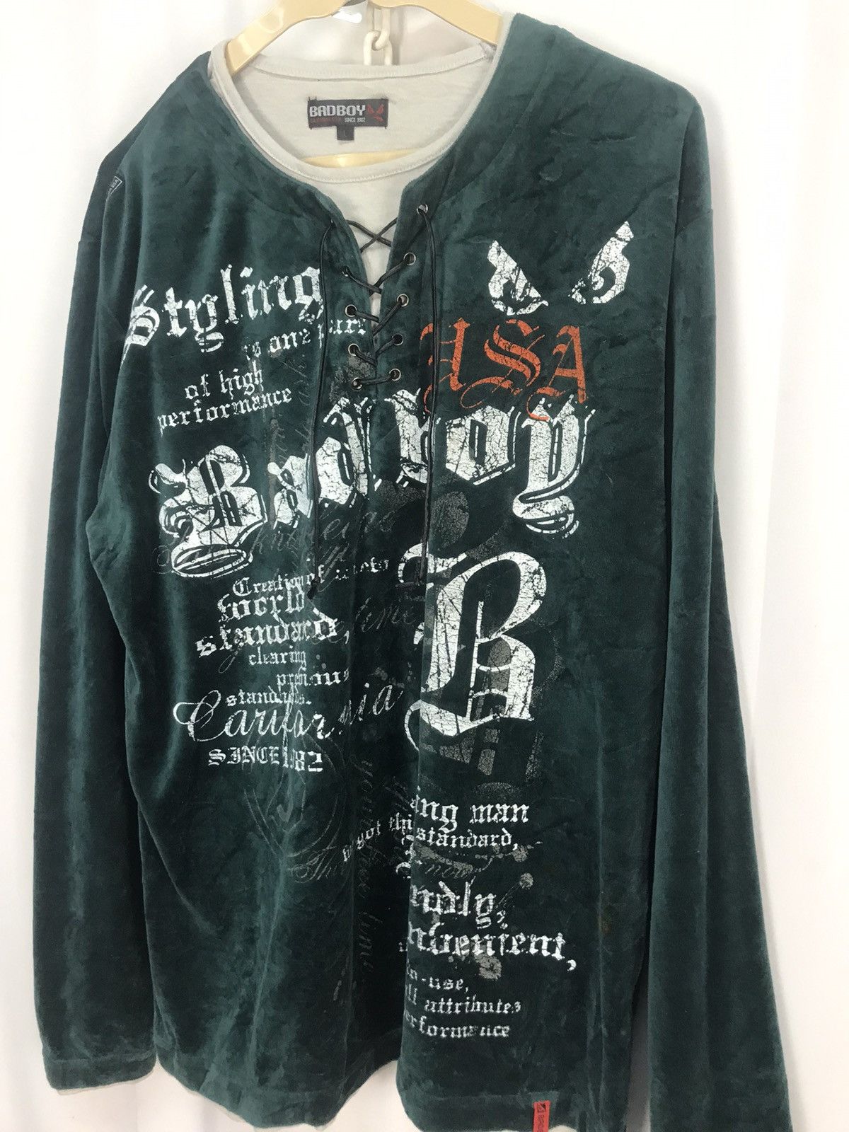 Japanese Brand Badboy printed long sleeve velvet tshirt Size US L / EU 52-54 / 3 - 3 Thumbnail