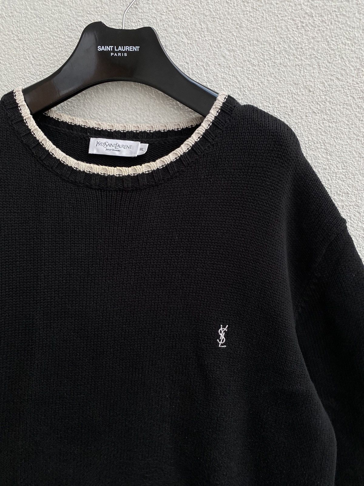 image of Black YSL Sweater Knit YVES Saint Laurent Sweater, Men's (Size 2XL)