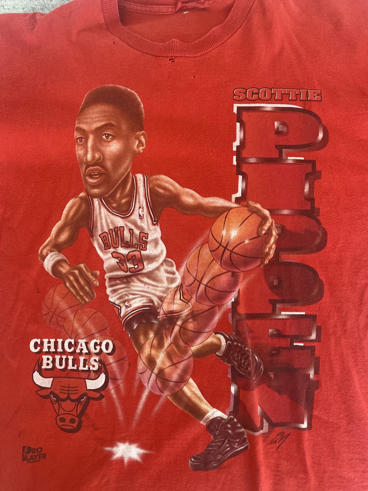 NBA vintage Scottie pippen rap Tee NBA chicago bulls Red Size US XL / EU 56 / 4 - 3 Thumbnail