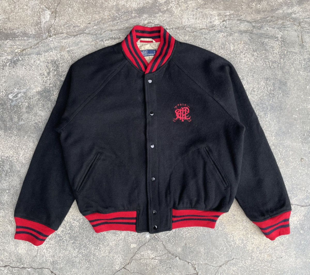 VTG STYLE RALPH LAUREN POLO VARSITY CARDIGAN SWEAT USA COLLEGE ROCKABILLY S 36” main image 0