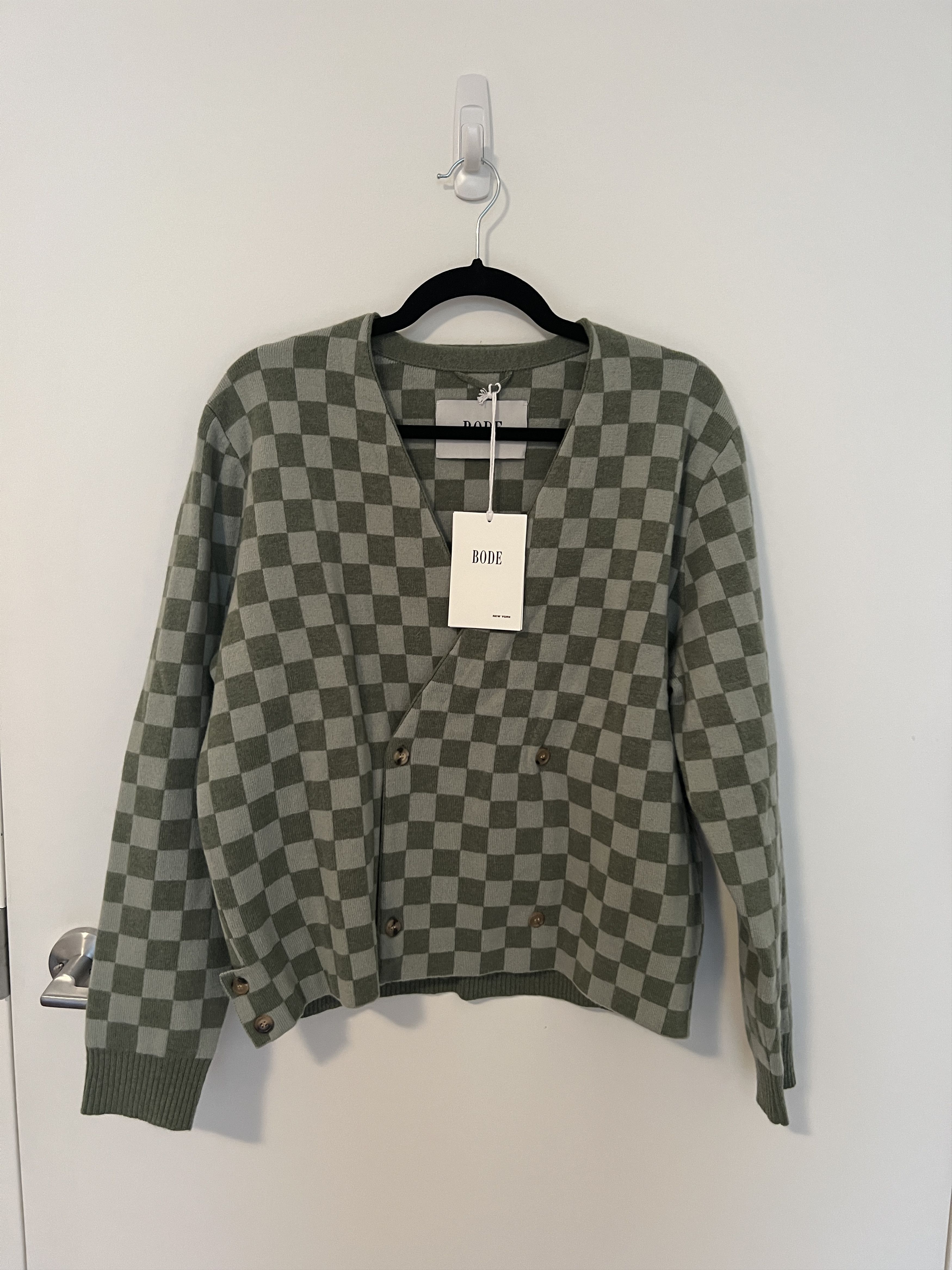 Bode BNWT Bode Green Dutone Checker Cardigan (Small/Medium) Size US S / EU 44-46 / 1 - 1 Thumbnail