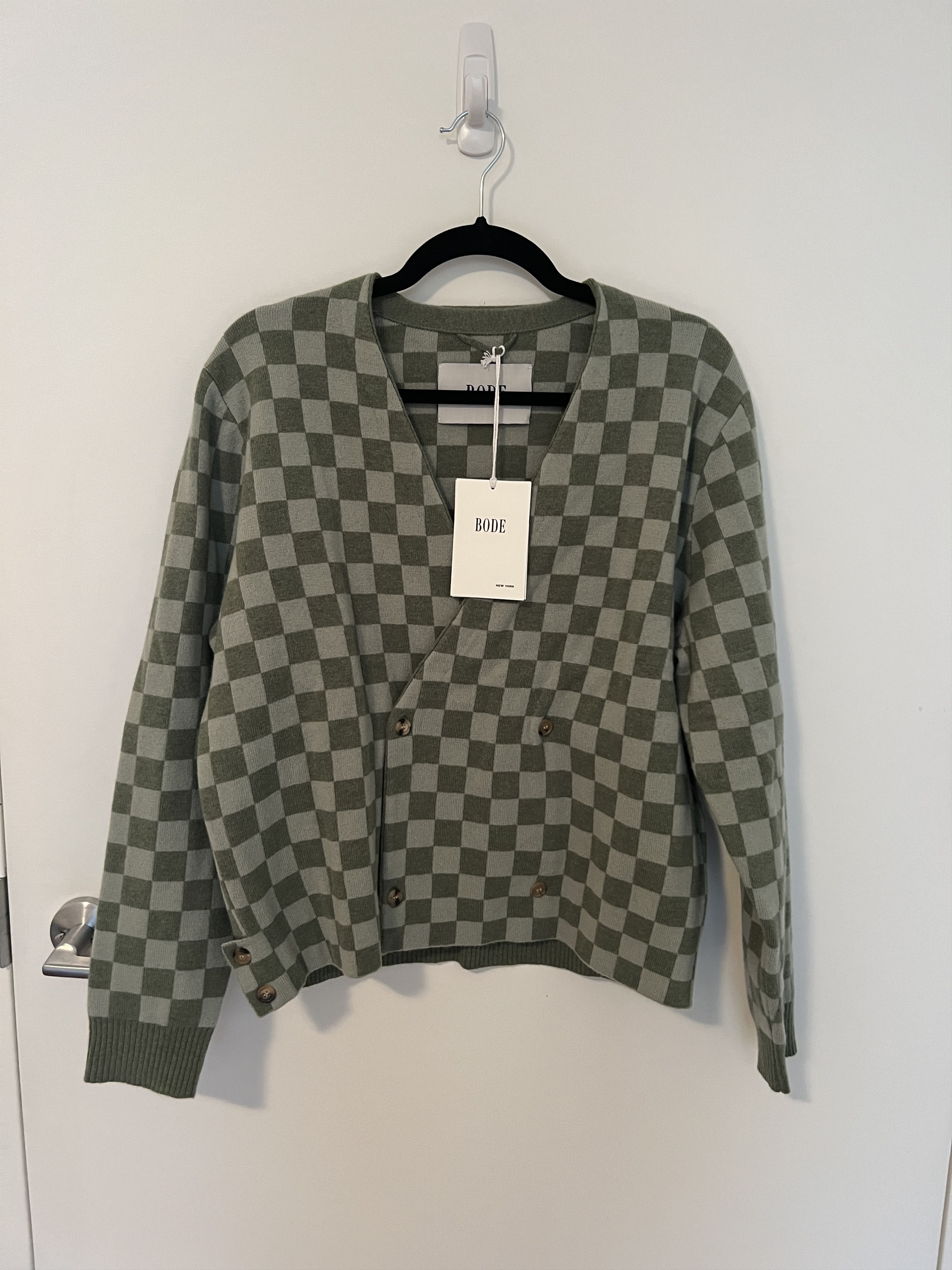 Bode BNWT Bode Green Dutone Checker Cardigan (Small/Medium) Size US S / EU 44-46 / 1 - 7 Thumbnail