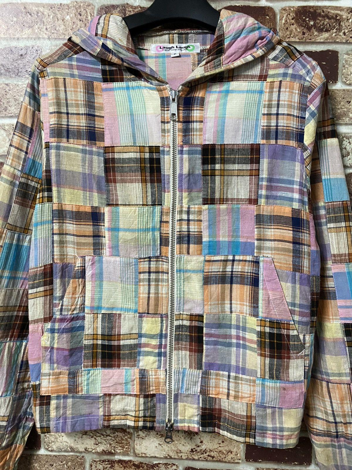 Japanese Brand LAUGH LAUGH PATCHWORK ZIPPER HOODIES CROP JACKET Size US XS / EU 42 / 0 - 2 Thumbnail