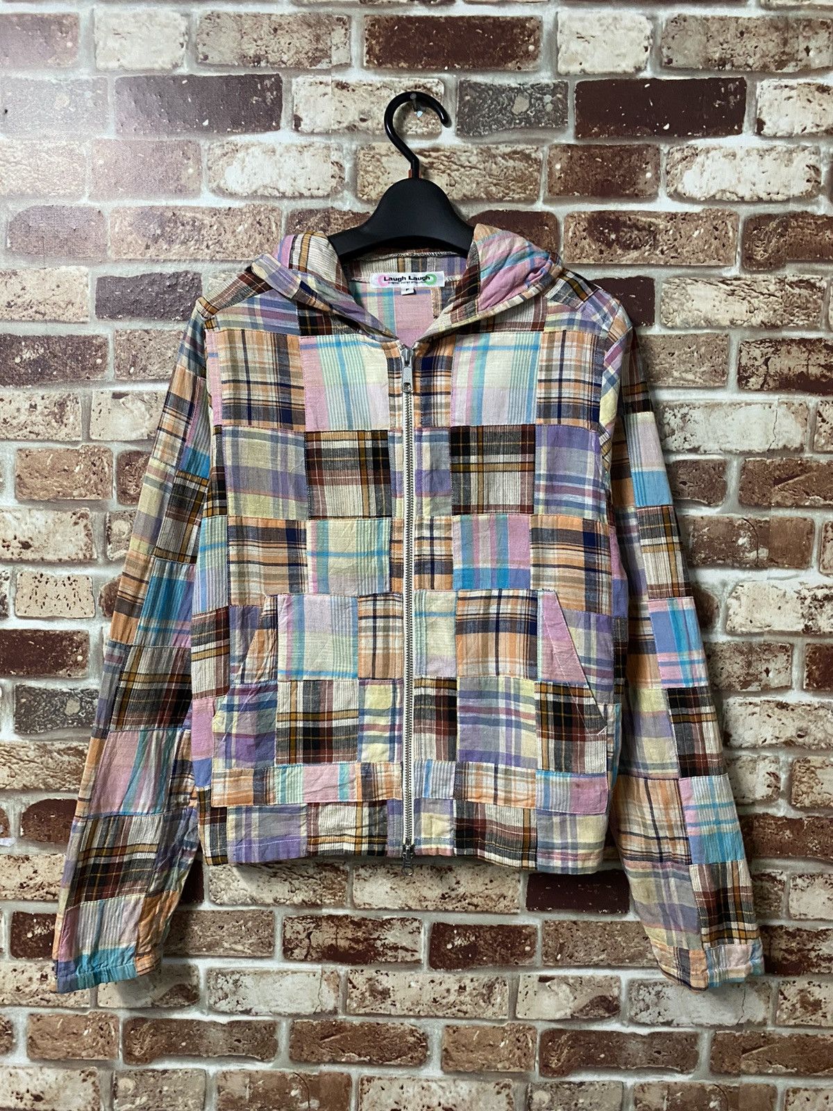 Japanese Brand LAUGH LAUGH PATCHWORK ZIPPER HOODIES CROP JACKET Size US XS / EU 42 / 0 - 1 Thumbnail