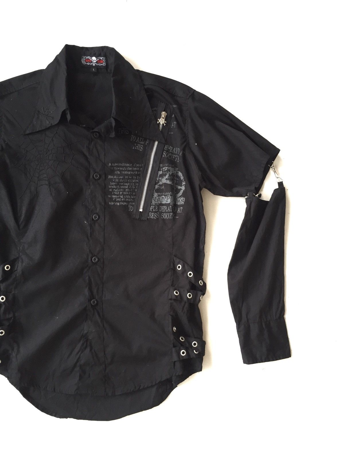 If Six Was Nine Mad Punk 🇯🇵 Skull Zipper Joint Arm Goth B/D Shirt Size US M / EU 48-50 / 2 - 2 Thumbnail