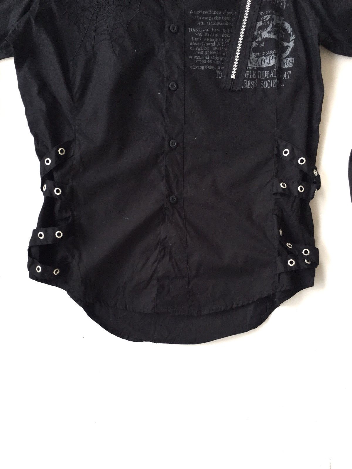 If Six Was Nine Mad Punk 🇯🇵 Skull Zipper Joint Arm Goth B/D Shirt Size US M / EU 48-50 / 2 - 5 Thumbnail