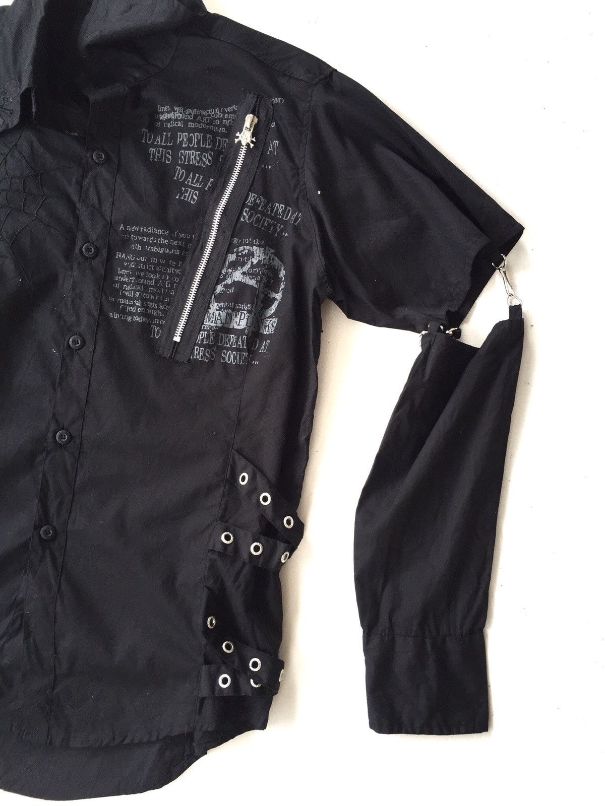 If Six Was Nine Mad Punk 🇯🇵 Skull Zipper Joint Arm Goth B/D Shirt Size US M / EU 48-50 / 2 - 3 Thumbnail