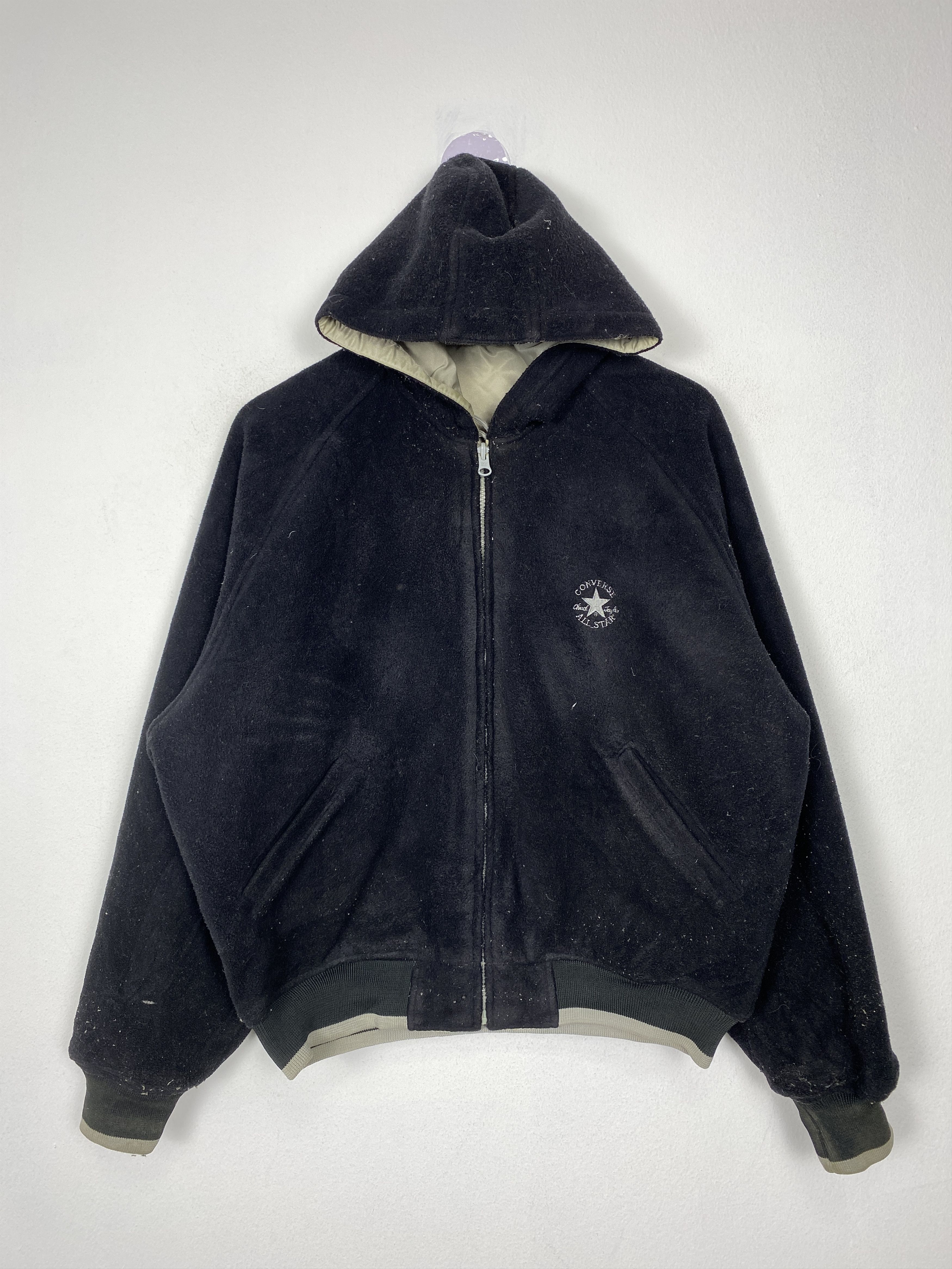 Converse × Vintage Vintage Converse Hoodie Fleece Reversible Zip Up Jacket Size US L / EU 52-54 / 3 - 1 Thumbnail