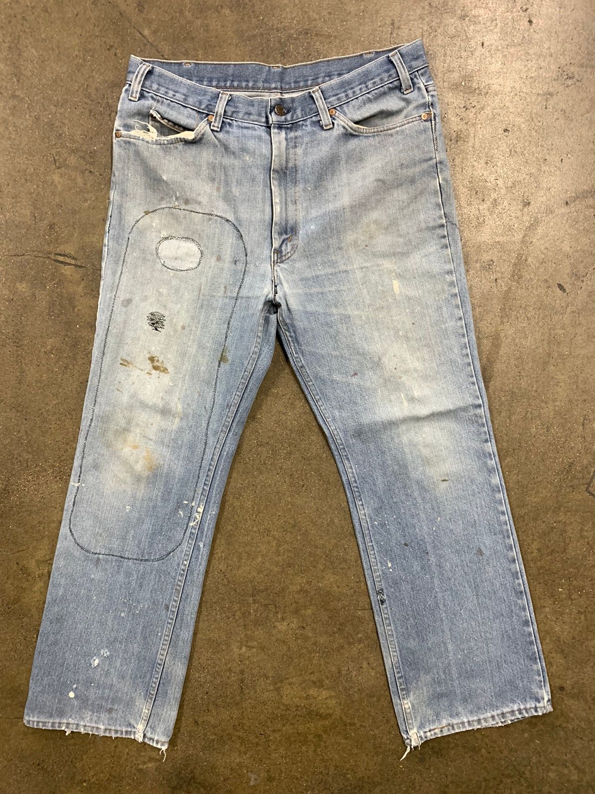 Pre-owned Vintage 1970s Lightwash Distressed Denim Jeans