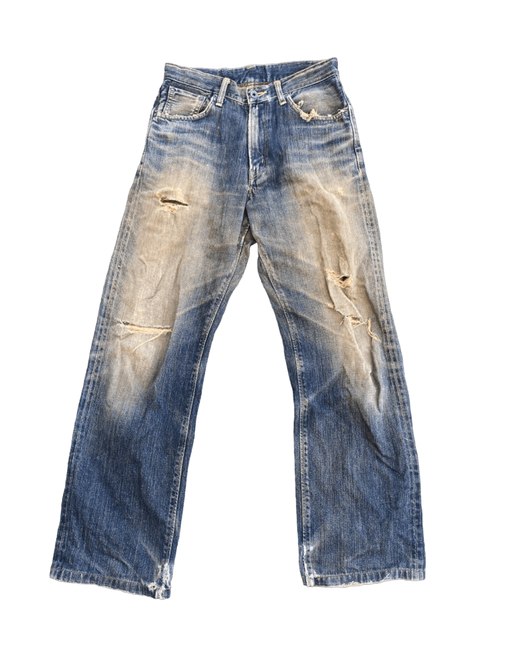 image of Edwin Selvedge Selvage Distressed Ripped Jeans in Blue Distressed, Men's (Size 30)