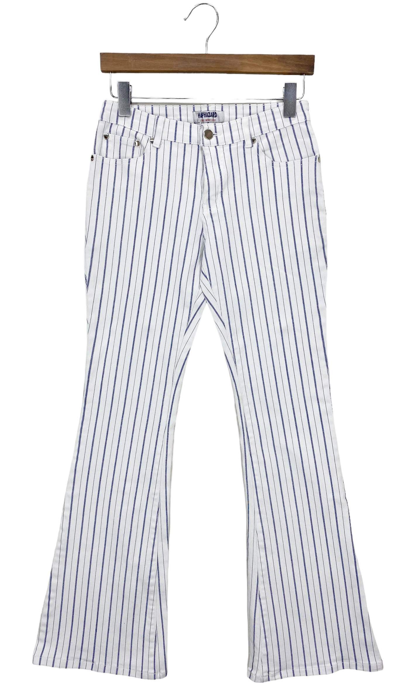 Japanese Brand Haphazard StripedBootcut Jeans JapaneseBrand DistressedDenim Size 27" / US 4 / IT 40 - 1 Thumbnail