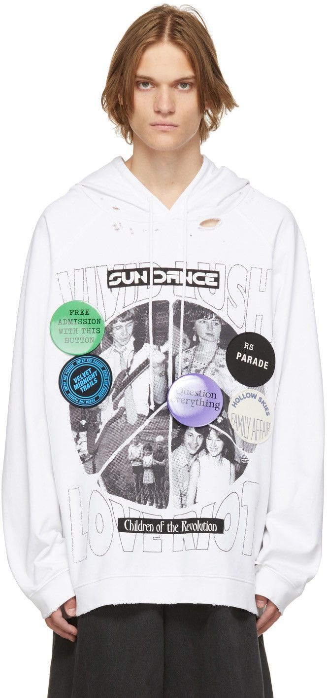 Raf Simons Raf Simons White 'Sun Dance' Hoodie Size US XL / EU 56 / 4 - 9 Thumbnail