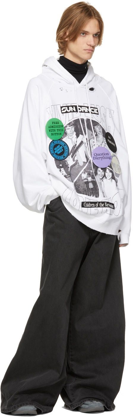 Raf Simons Raf Simons White 'Sun Dance' Hoodie Size US XL / EU 56 / 4 - 2 Thumbnail