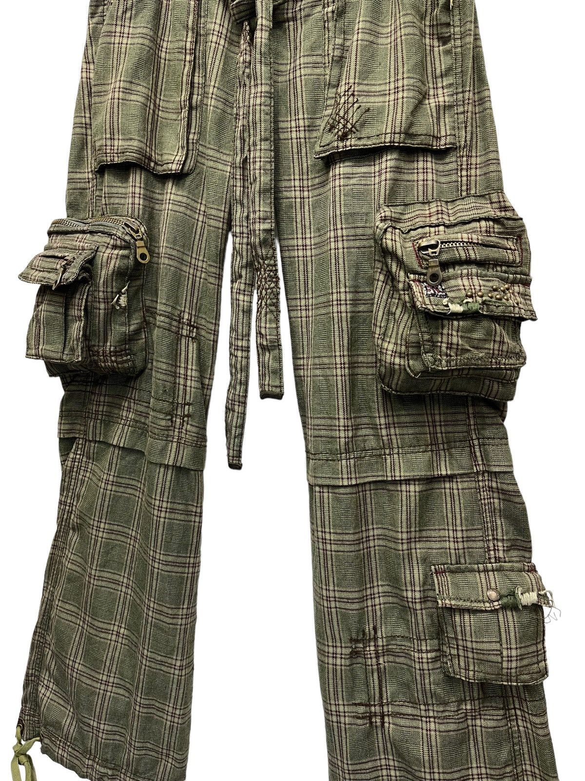 Designer × Japanese Brand × Miss Me #NEWYEAR🔥RARE 3D Multipocket Green Plaid Cargo Pants Size 30" / US 8 / IT 44 - 4 Thumbnail