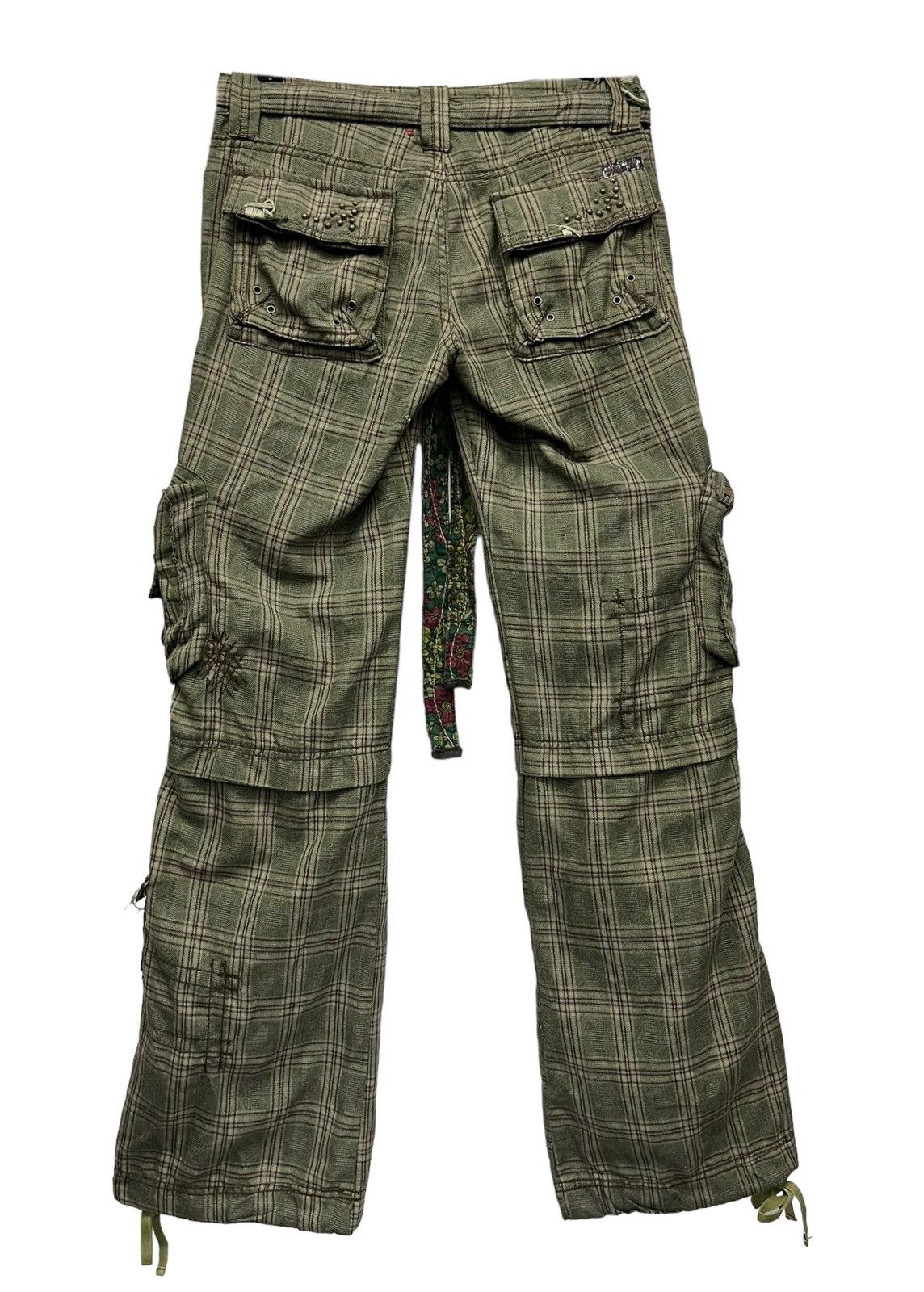Designer × Japanese Brand × Miss Me #NEWYEAR🔥RARE 3D Multipocket Green Plaid Cargo Pants Size 30" / US 8 / IT 44 - 14 Thumbnail