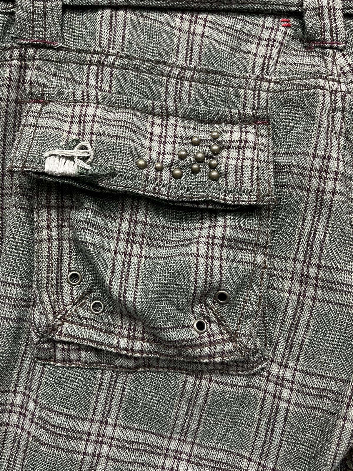 Designer × Japanese Brand × Miss Me #NEWYEAR🔥RARE 3D Multipocket Green Plaid Cargo Pants Size 30" / US 8 / IT 44 - 15 Thumbnail