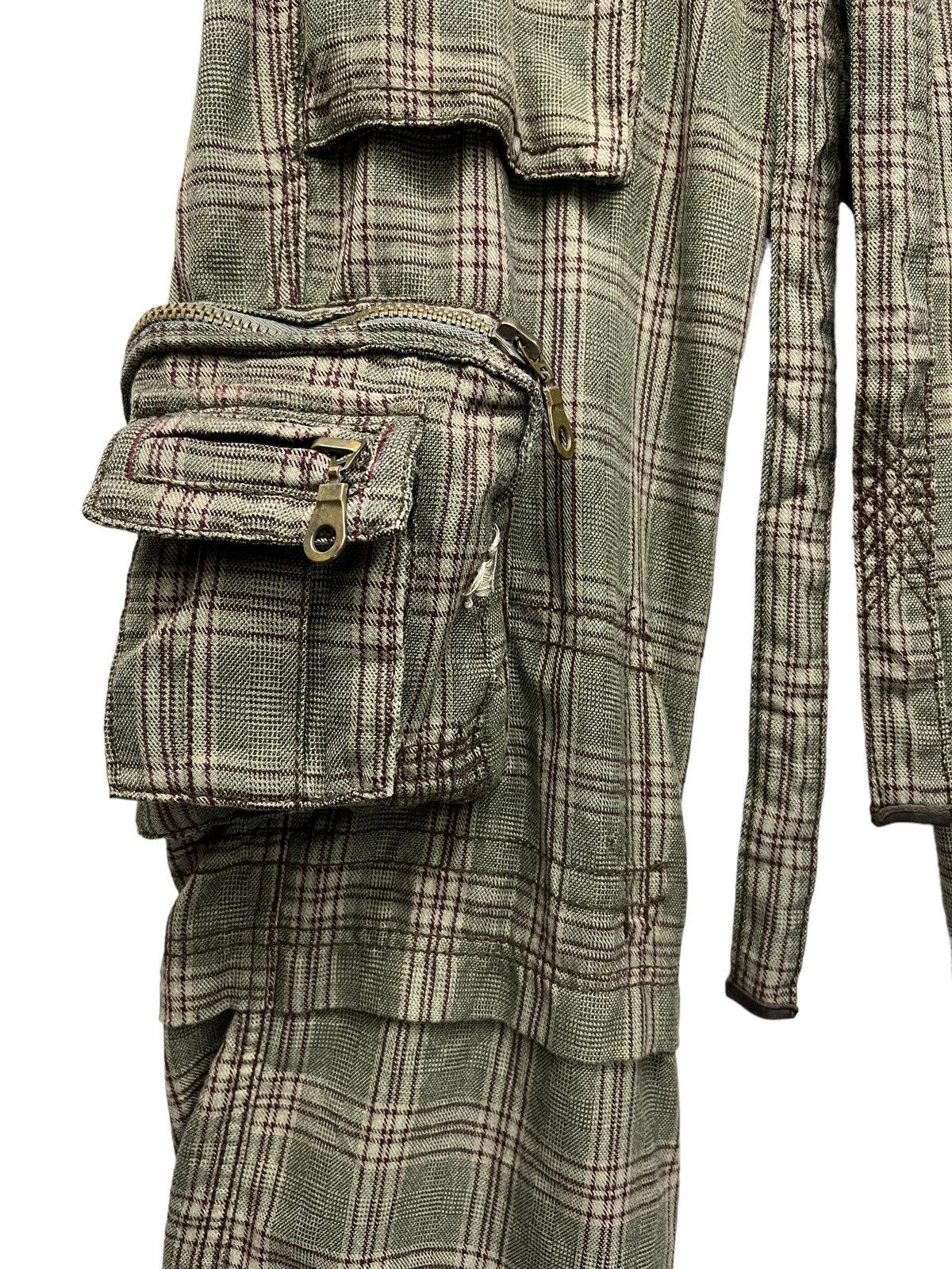 Designer × Japanese Brand × Miss Me #NEWYEAR🔥RARE 3D Multipocket Green Plaid Cargo Pants Size 30" / US 8 / IT 44 - 5 Thumbnail