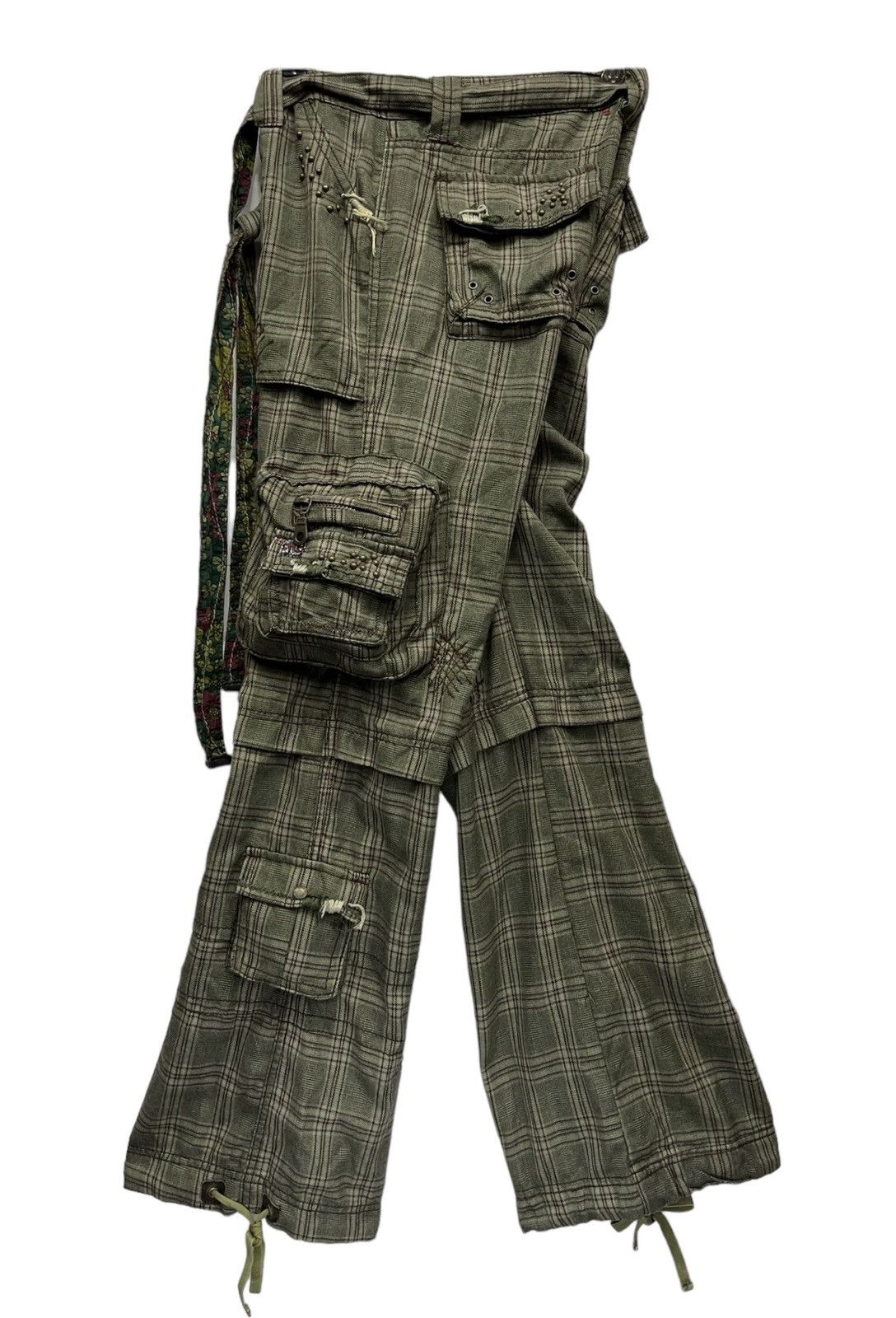 Designer × Japanese Brand × Miss Me #NEWYEAR🔥RARE 3D Multipocket Green Plaid Cargo Pants Size 30" / US 8 / IT 44 - 17 Thumbnail