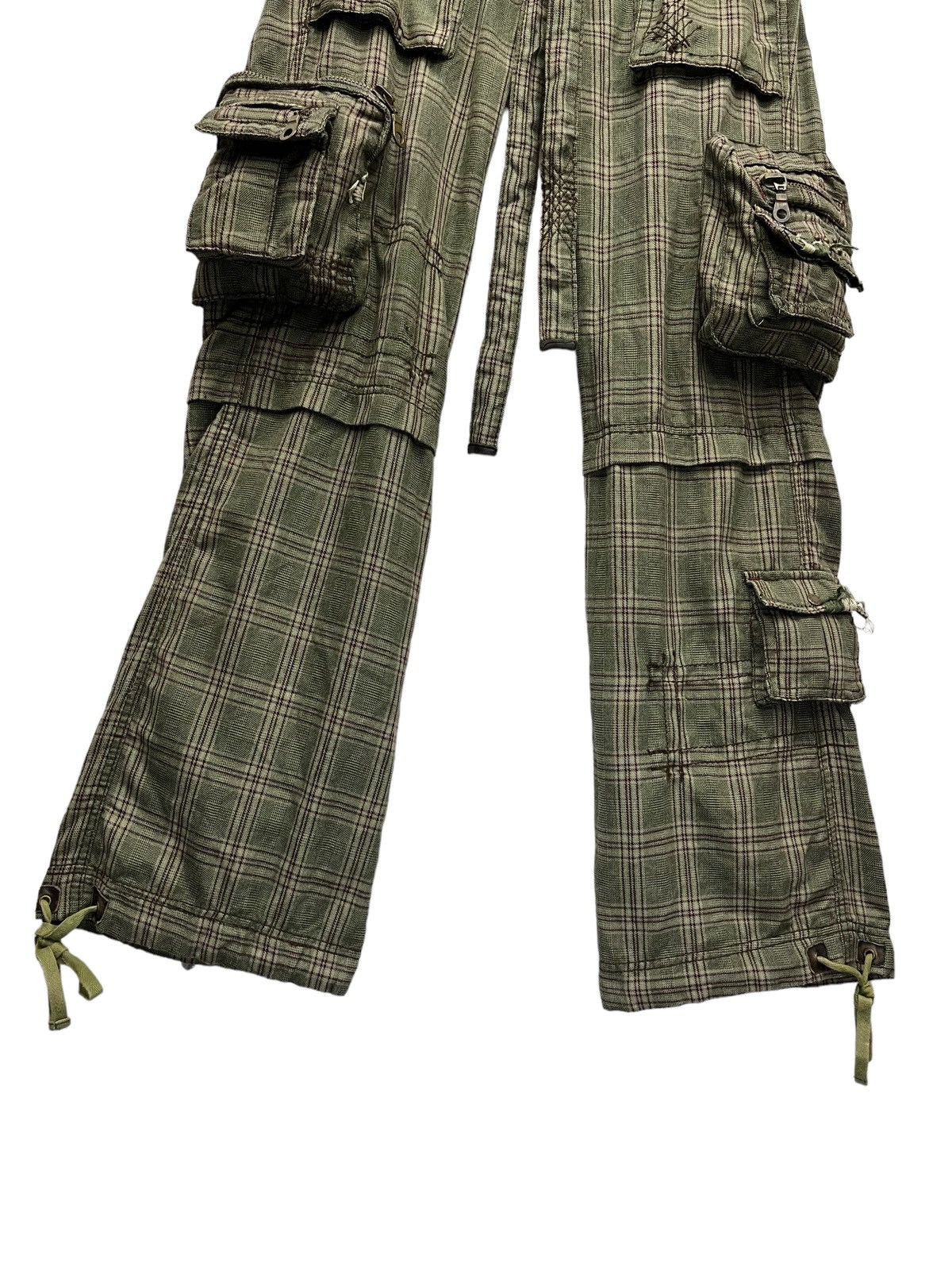 Designer × Japanese Brand × Miss Me #NEWYEAR🔥RARE 3D Multipocket Green Plaid Cargo Pants Size 30" / US 8 / IT 44 - 7 Thumbnail