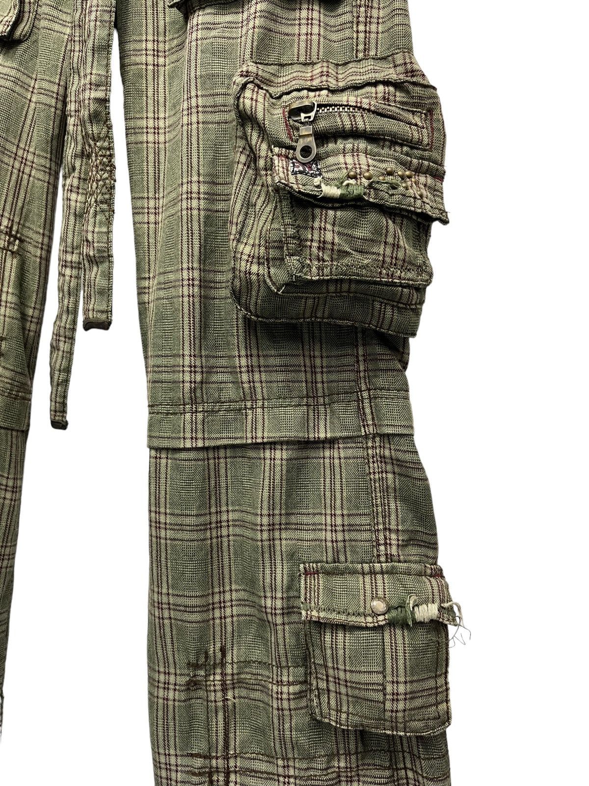 Designer × Japanese Brand × Miss Me #NEWYEAR🔥RARE 3D Multipocket Green Plaid Cargo Pants Size 30" / US 8 / IT 44 - 6 Thumbnail