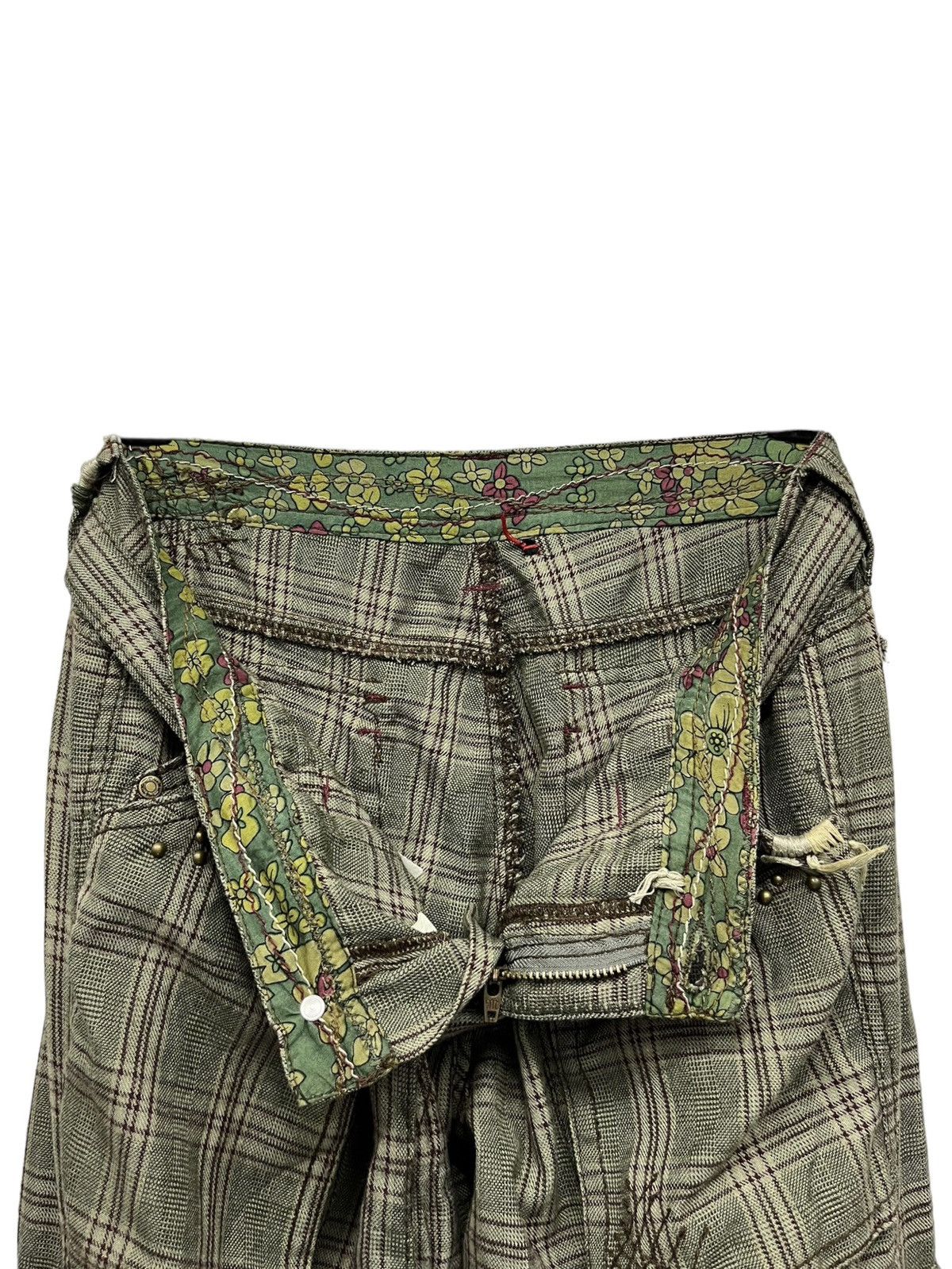 Designer × Japanese Brand × Miss Me #NEWYEAR🔥RARE 3D Multipocket Green Plaid Cargo Pants Size 30" / US 8 / IT 44 - 9 Thumbnail