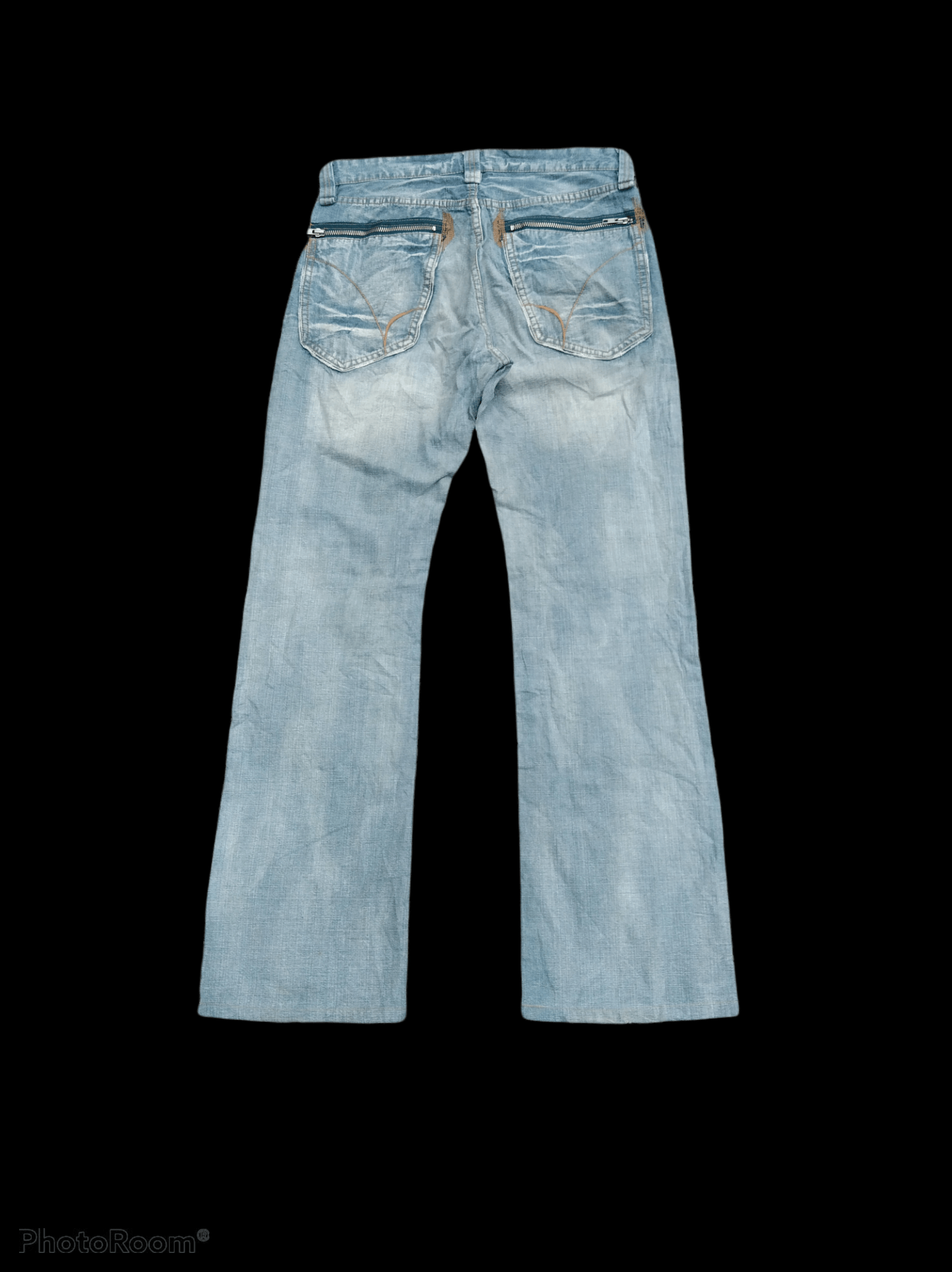Japanese Brand FLARE🔥DiSTRESSED BUSHPANTS BACK NUMBER DENIM PANTS Size US 31 - 2 Thumbnail