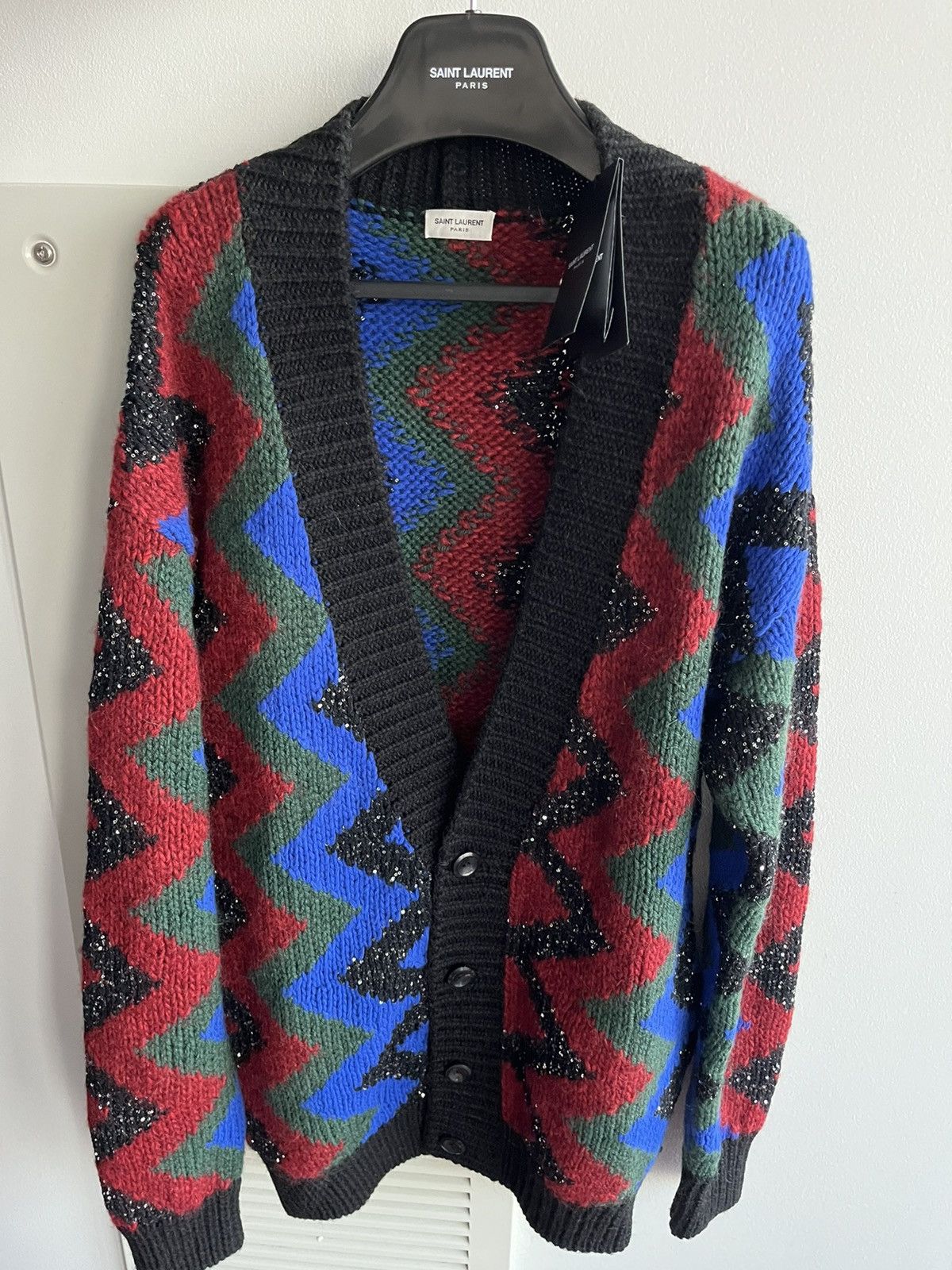 Hedi Slimane × Saint Laurent Paris × Yves Saint Laurent SuperRunway $2,800 Value Celebrity Glitter Cardigan Sweater Size US L / EU 52-54 / 3 - 19 Thumbnail