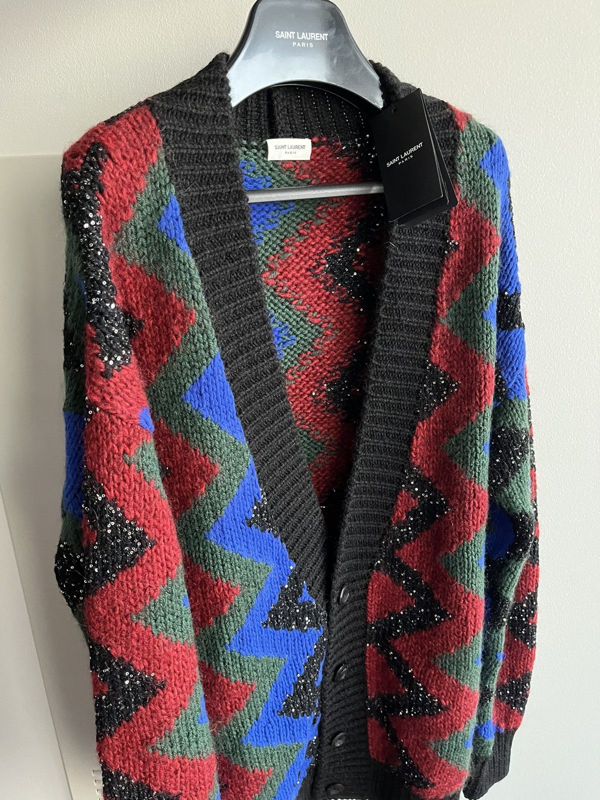 Hedi Slimane × Saint Laurent Paris × Yves Saint Laurent SuperRunway $2,800 Value Celebrity Glitter Cardigan Sweater Size US L / EU 52-54 / 3 - 17 Thumbnail
