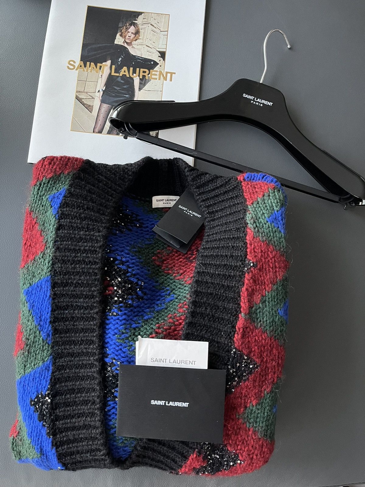 Hedi Slimane × Saint Laurent Paris × Yves Saint Laurent SuperRunway $2,800 Value Celebrity Glitter Cardigan Sweater Size US L / EU 52-54 / 3 - 4 Thumbnail