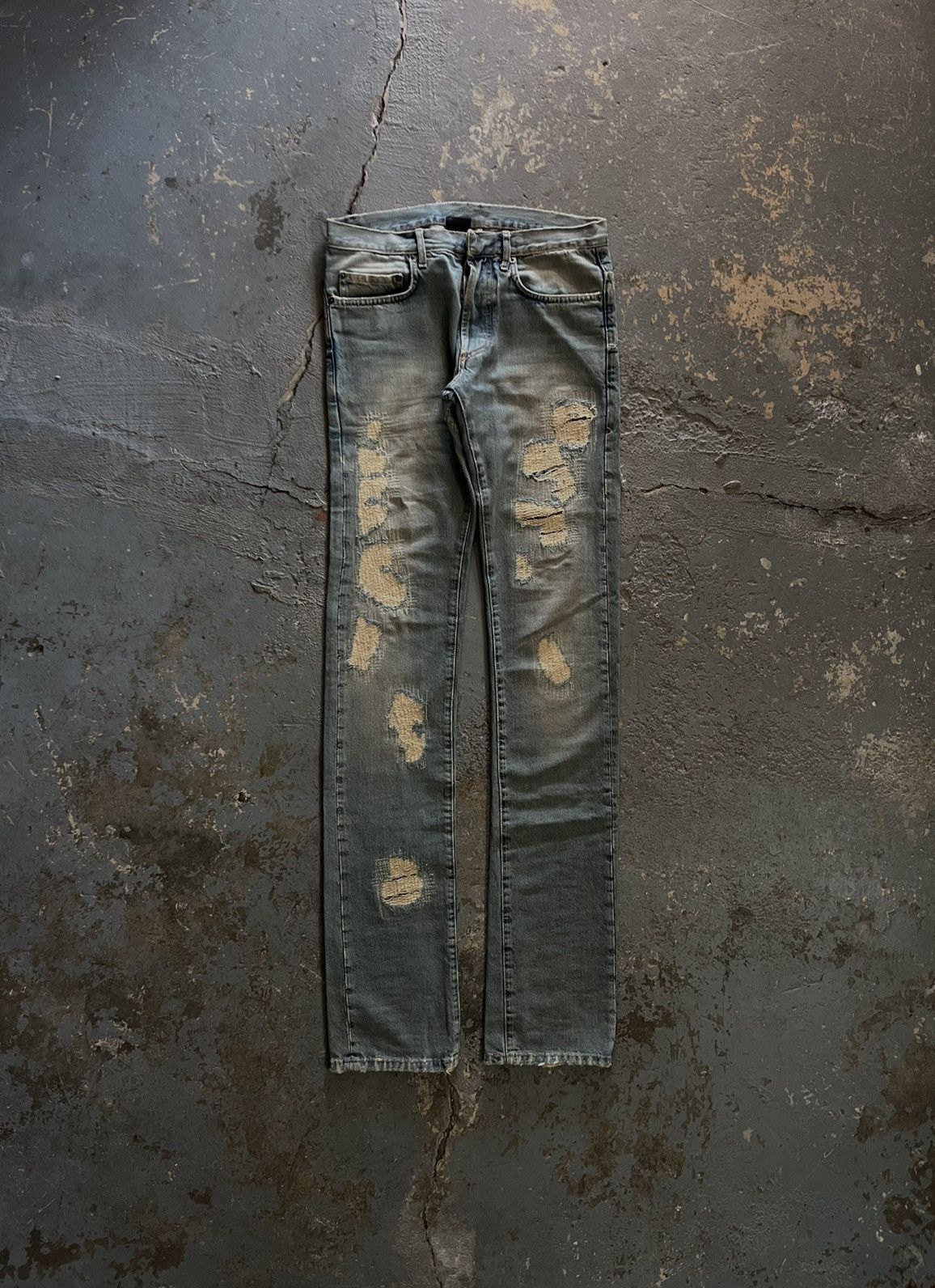 Dior SS06 “His Hair Was A Mess” Crash Distressed Repaired Jeans | Grailed
