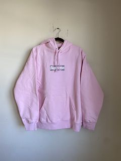 Supreme Burberry Box Logo Hoodie Pink