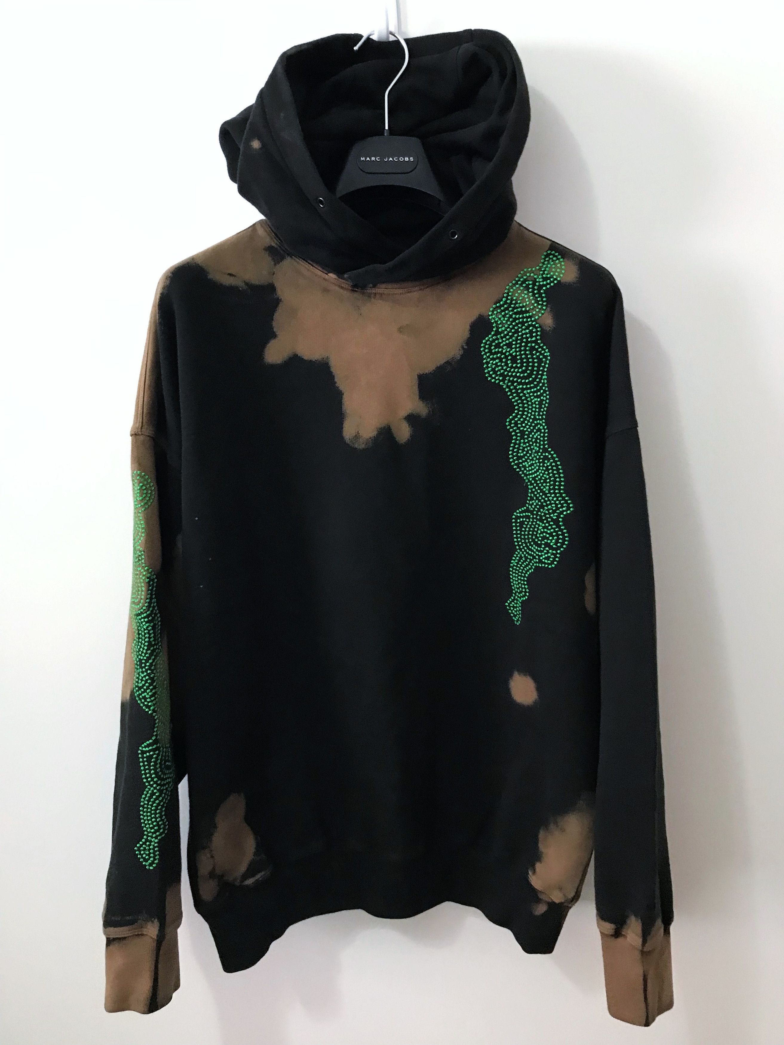 image of Damir Doma Oversized Fits M-L Embroidered Runway Bleached Hoodie Ss18 in Coal/Tabacco (Size XS)