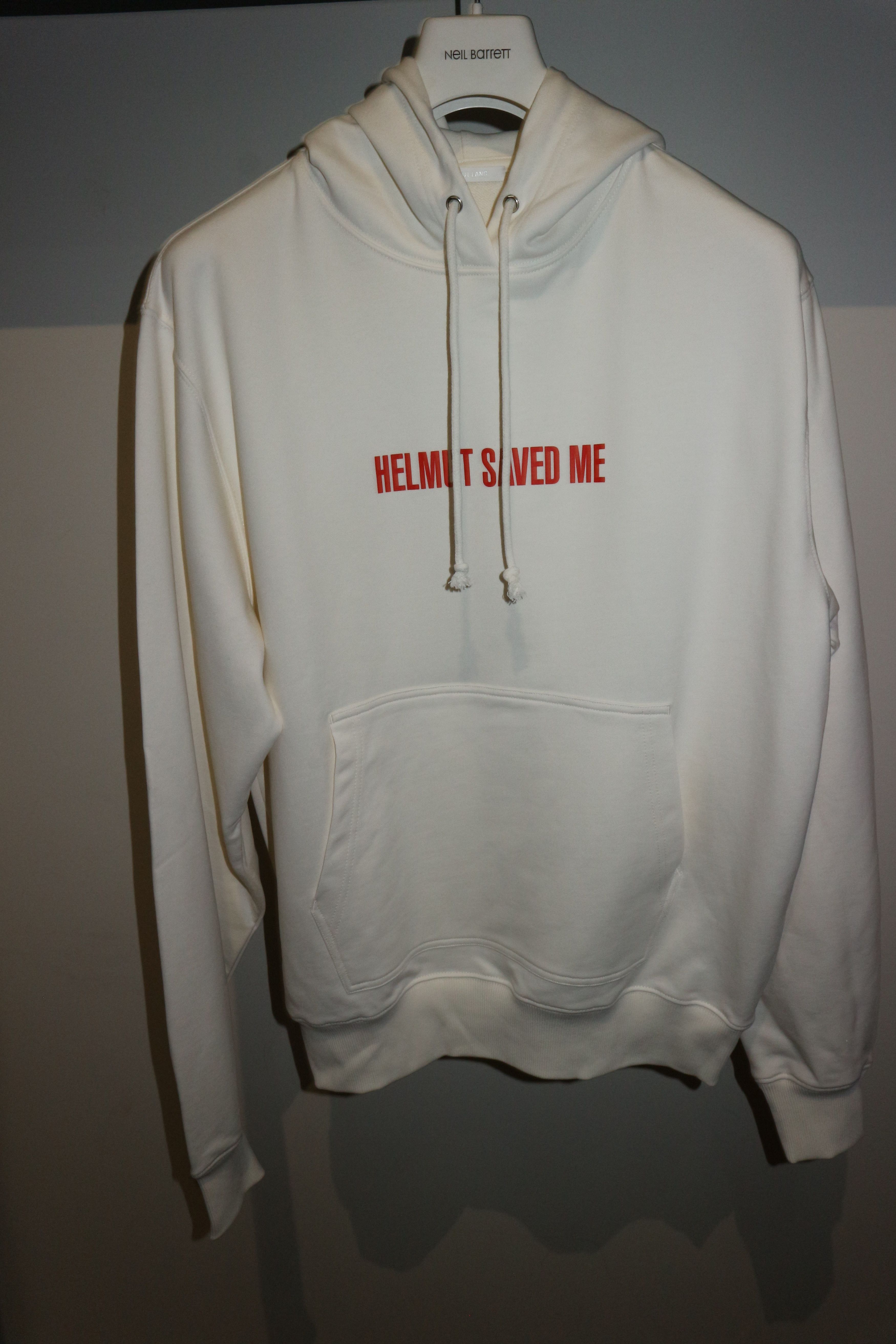 image of Helmut Lang Helmut Saved Me Printed Hoodie in White, Men's (Size Large)
