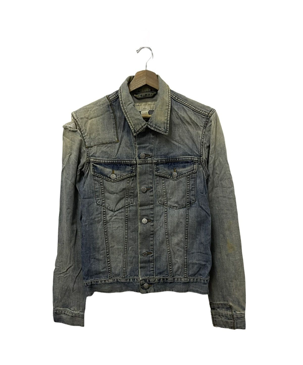 Marc Jacobs × Vintage Vintage Marc Jacobs Trucker Distressed Denim Jacket Size US S / EU 44-46 / 1 - 1 Thumbnail