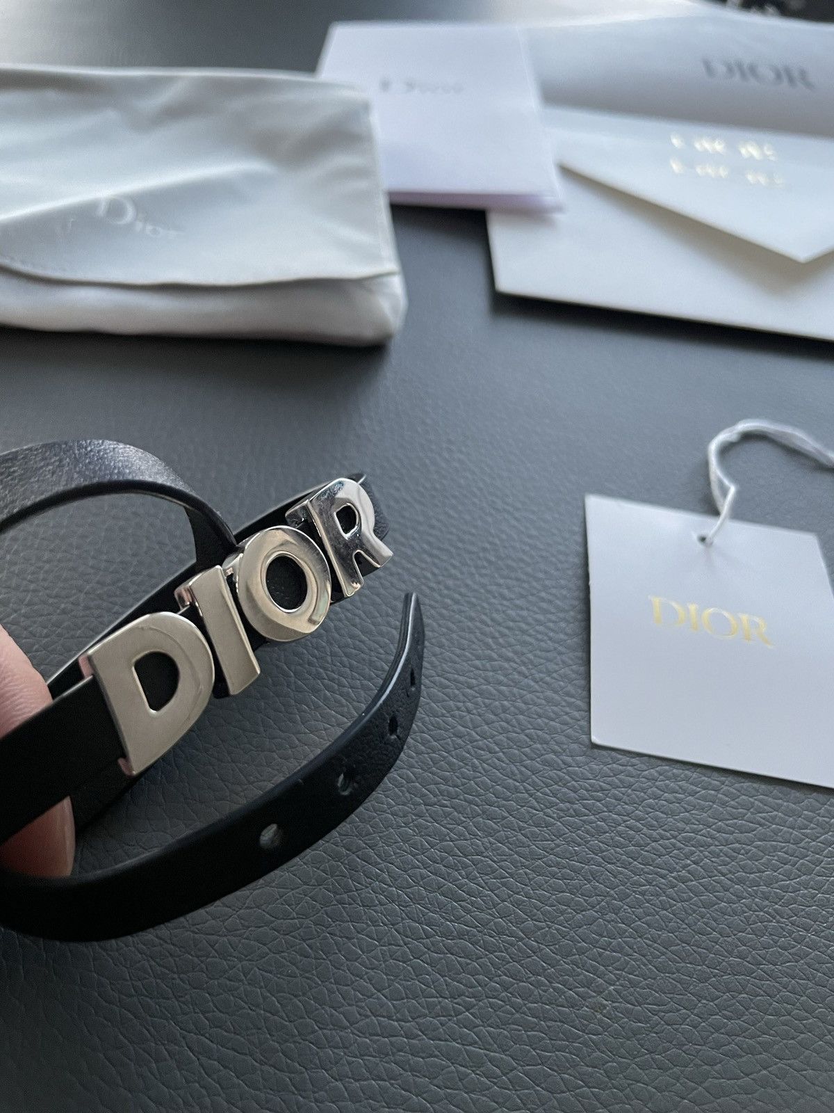 Dior Super Runway Limited Edition Silver Logo Leather Bracelet Size ONE SIZE - 10 Thumbnail