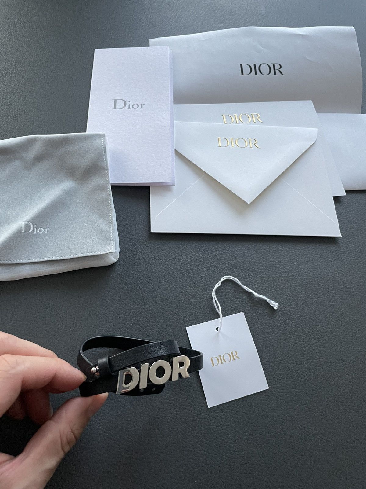 Dior Super Runway Limited Edition Silver Logo Leather Bracelet Size ONE SIZE - 13 Thumbnail