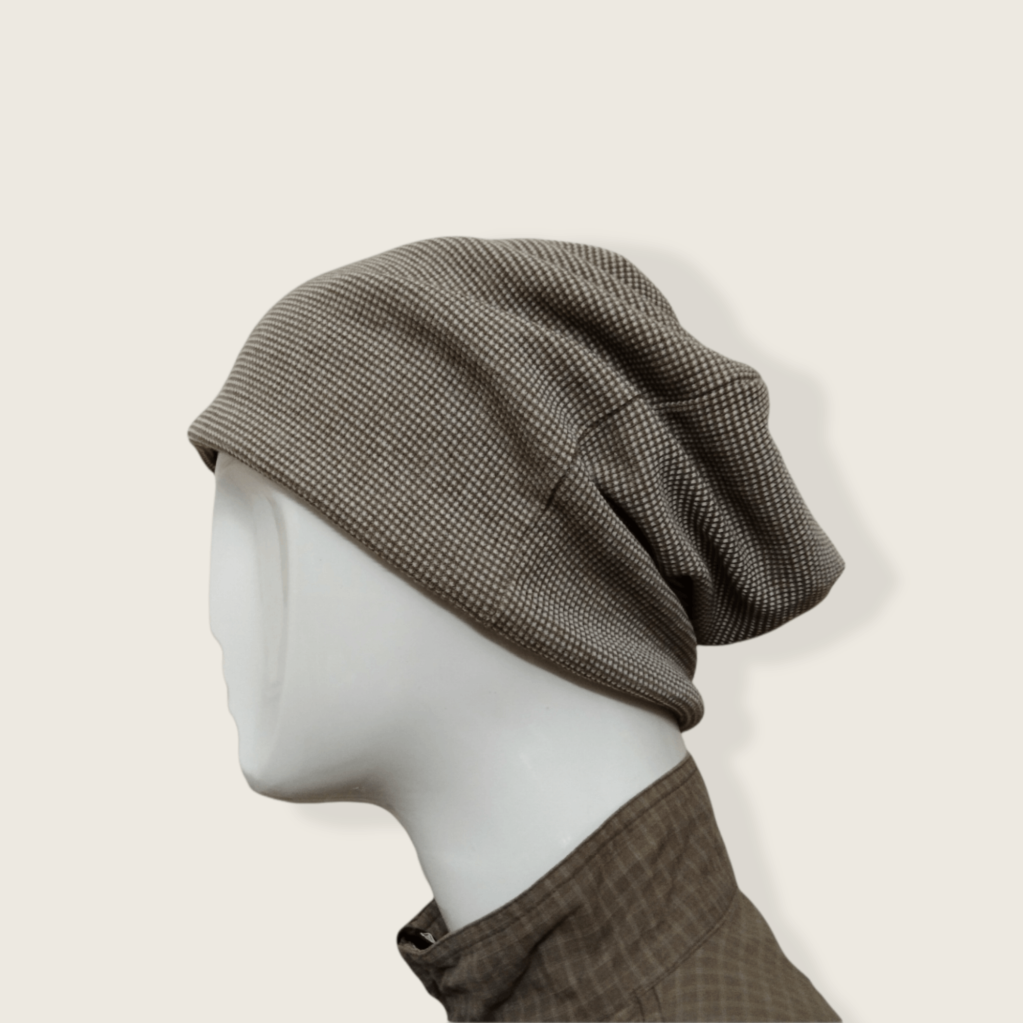 image of Individual Designer Double Layer Oversized Reversible Beanie in Black/White/Green, Men's
