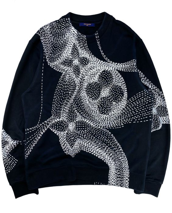 Louis Vuitton Men's Half And Half Monogram Crewneck Sweater Cashmere Blend