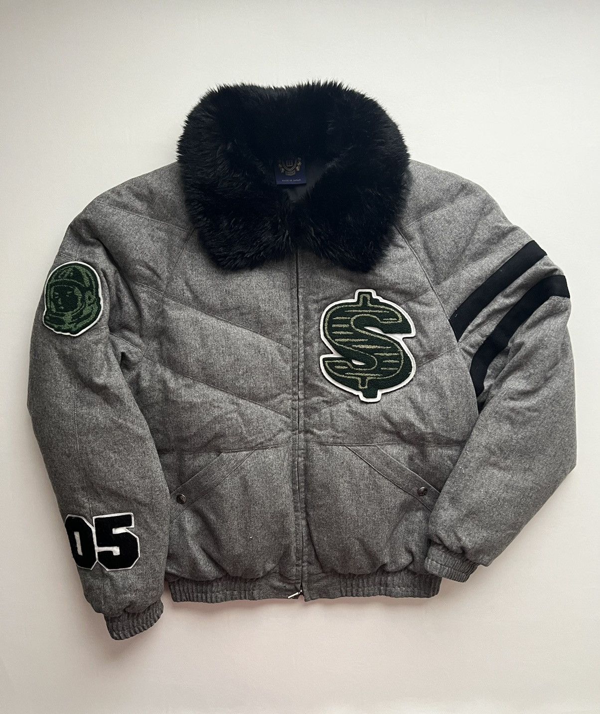 image of Billionaire Boys Club Season 5 $ Wool Bomber Jacket in Grey, Men's (Size Large)