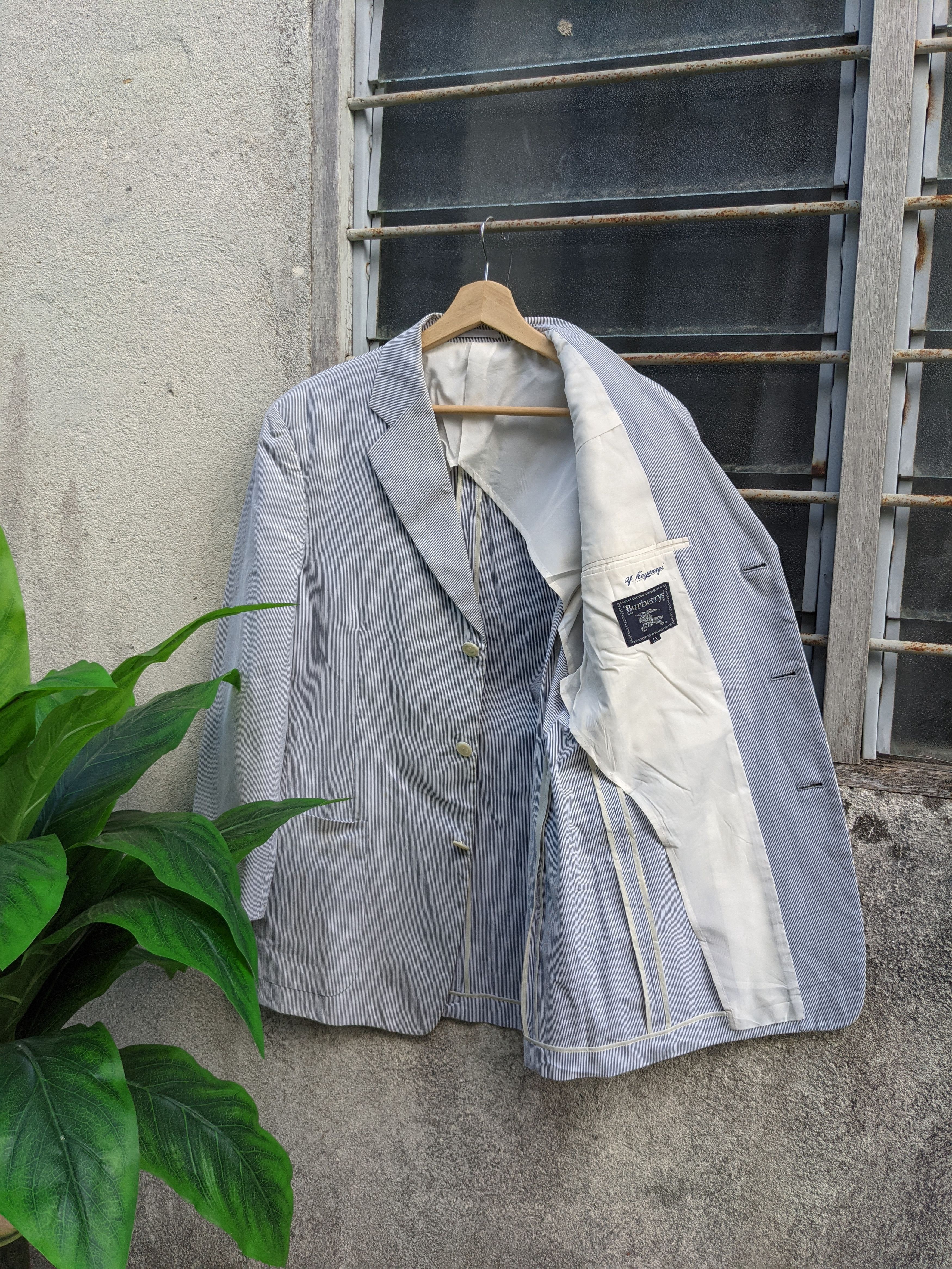 Burberry × Vintage ⚡️Light layer⚡️ Vintage Burberry Hickory Stripe Blazers Size 40R - 6 Thumbnail
